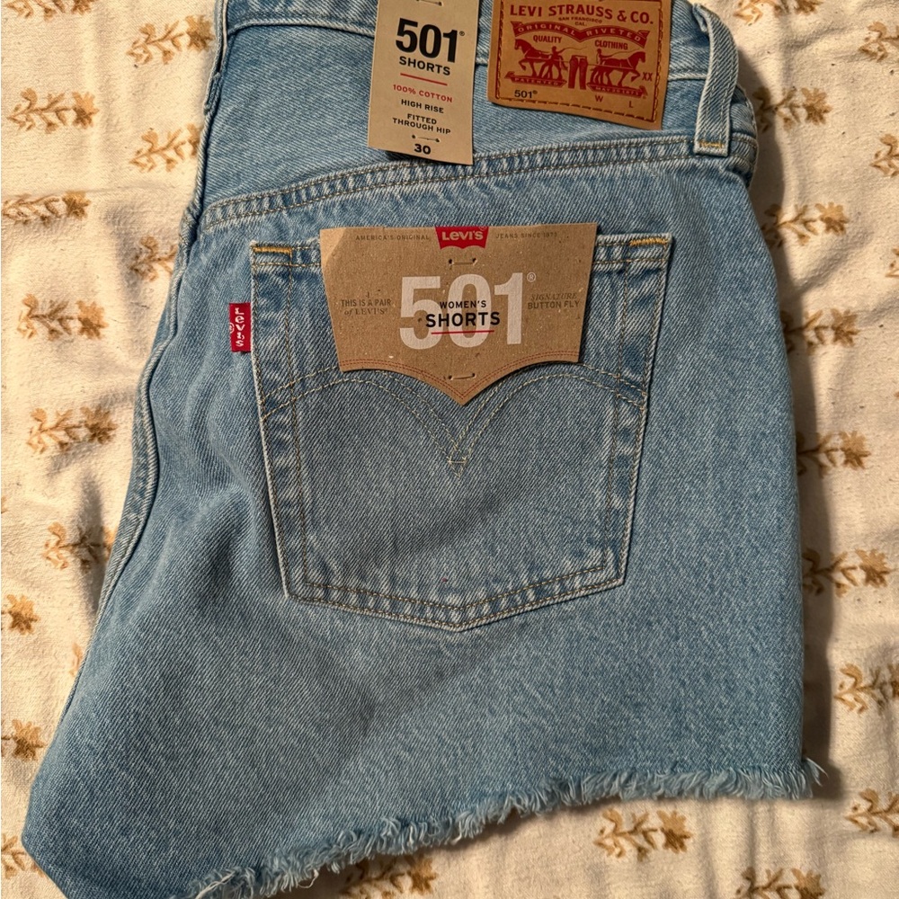 Levi's Light Blue Denim 501 Shorts